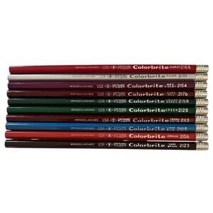 10 Eberhard Faber Colorbrite Woodclinched Metal Cap Colored Pencils USA